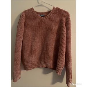 Pink chenille v neck sweater